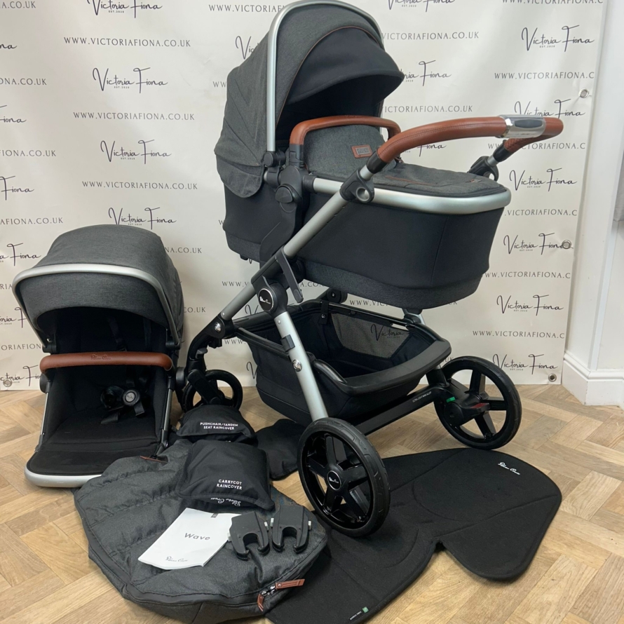 PRELOVED Silver Cross Wave Pushchair & Carrycot - Charcoal