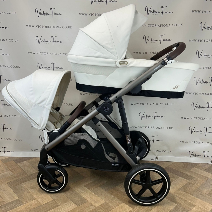 PRELOVED Cybex Gazelle S Duo Tandem Double Pushchair - Seashell White - Image 3