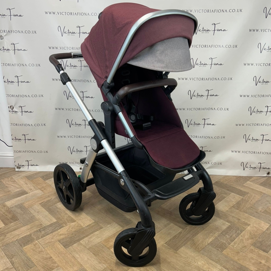 PRELOVED Silver Cross Wave Pushchair & Carrycot - Claret Red - Image 5