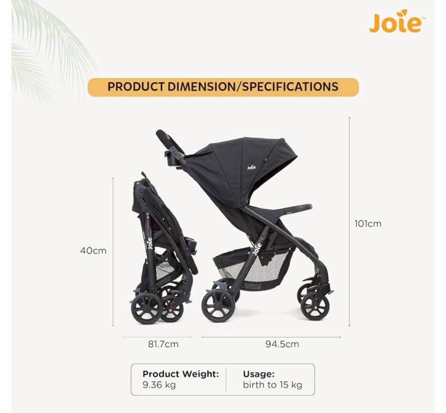 NEW Joie Muze LX Stroller - Black - Image 6