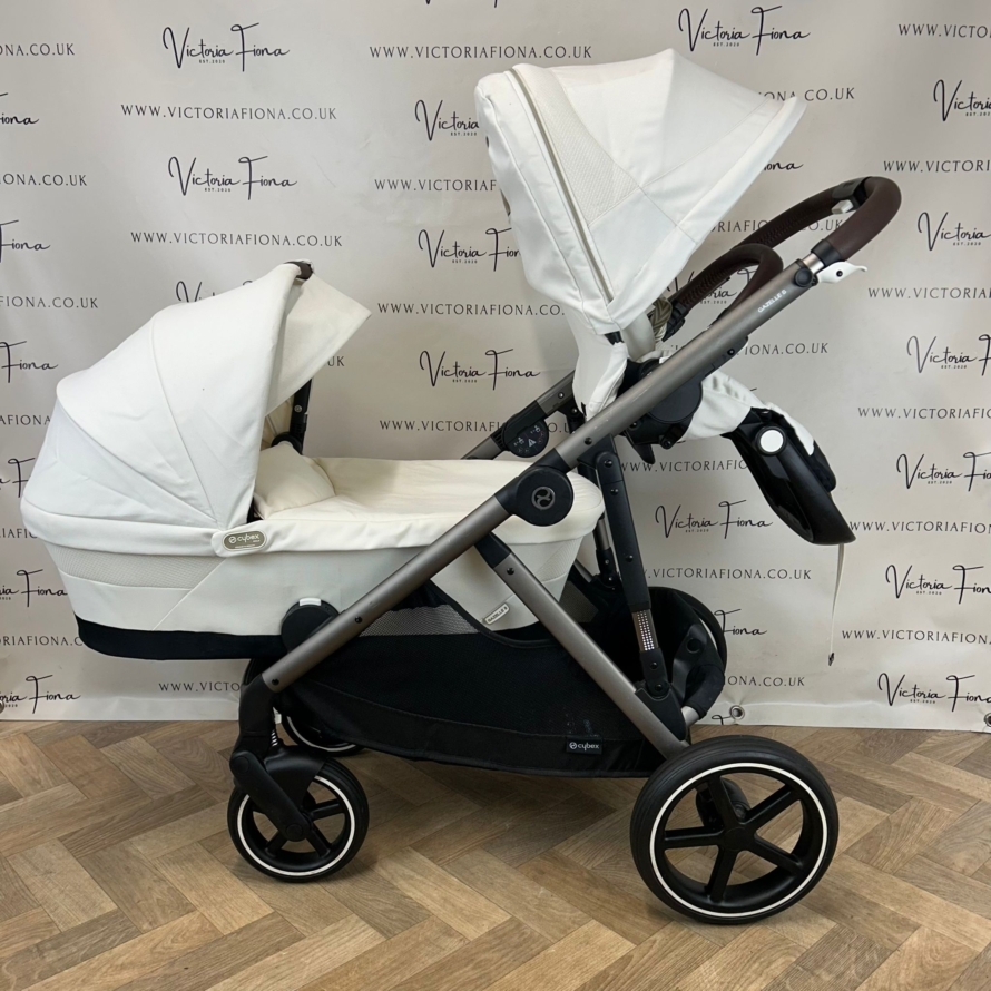 PRELOVED Cybex Gazelle S Duo Tandem Double Pushchair - Seashell White - Image 4