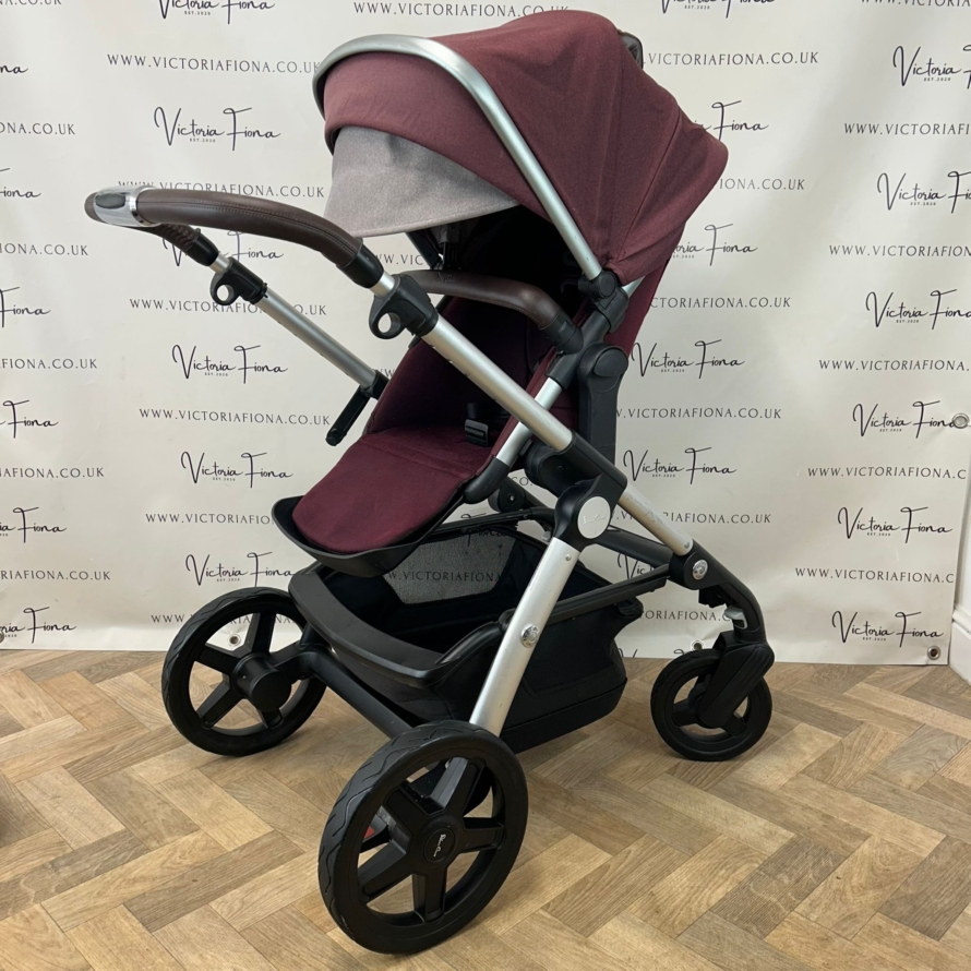 PRELOVED Silver Cross Wave Pushchair & Carrycot - Claret Red - Image 7