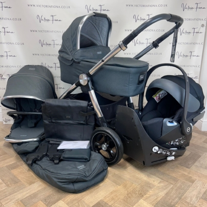 PRELOVED Mamas & Papas Ocarro Carrycot & Pushchair with Cybex 360 Spin Car Seat & Isofix - Steel Grey