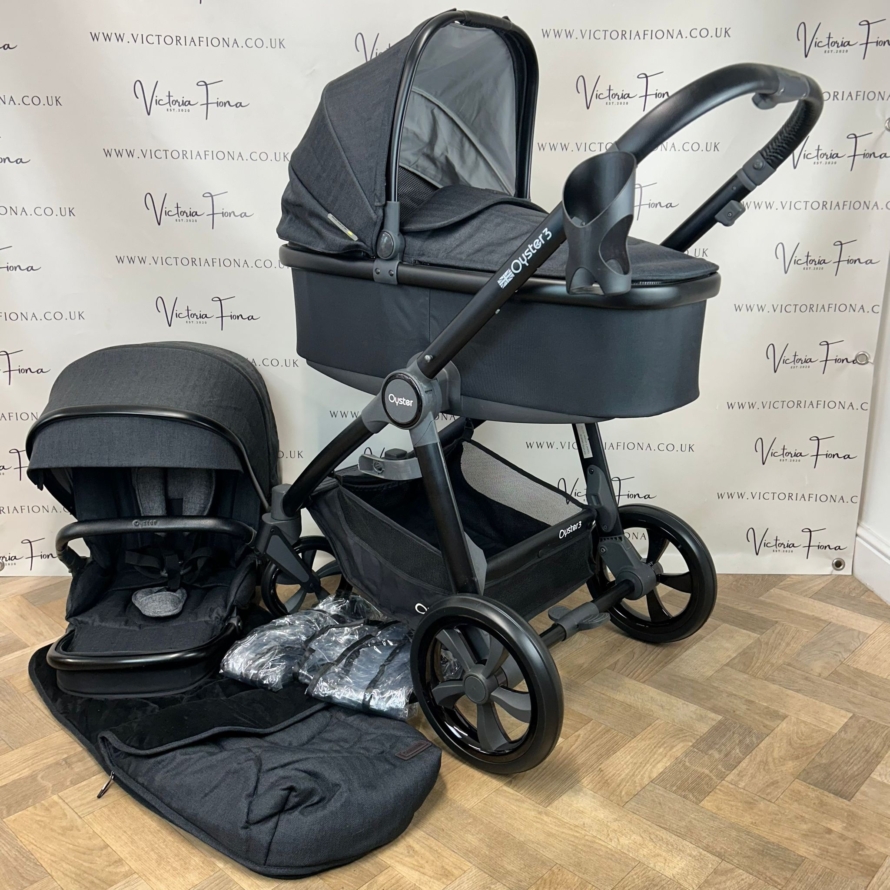 PRELOVED Babystyle Oyster 3 Pushchair & Carrycot Travel System - 0-22kg - Noir 🖤