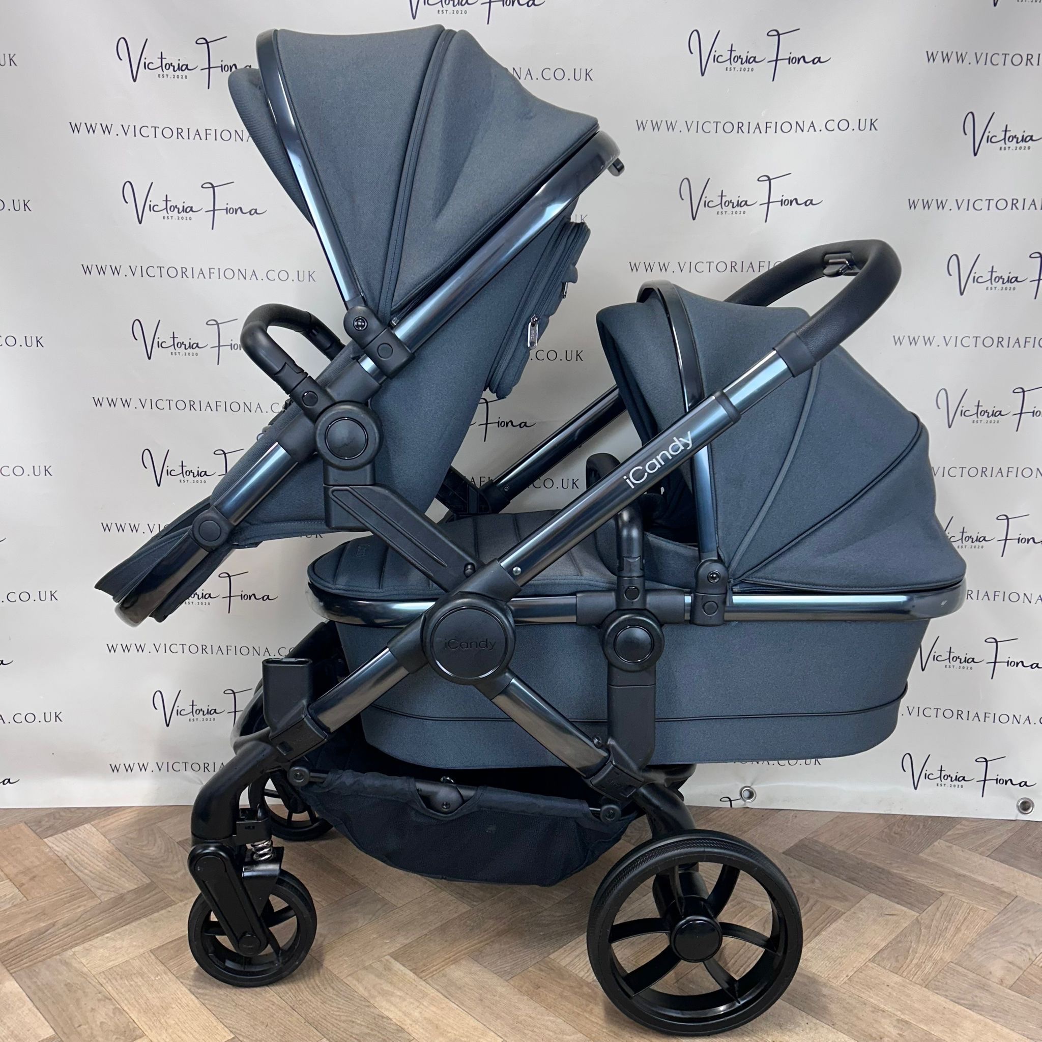 PRELOVED iCandy Peach 7 Tandem Double Pushchair with accessories - Dark Grey - Image 4