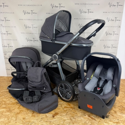 PRELOVED Babystyle Oyster 3 Carrycot & Pushchair with Car Seat & Isofix - Fossil Grey