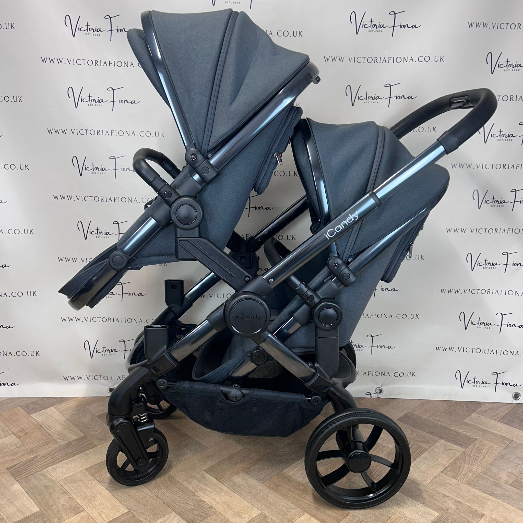 PRELOVED iCandy Peach 7 Tandem Double Pushchair with accessories - Dark Grey - Image 6