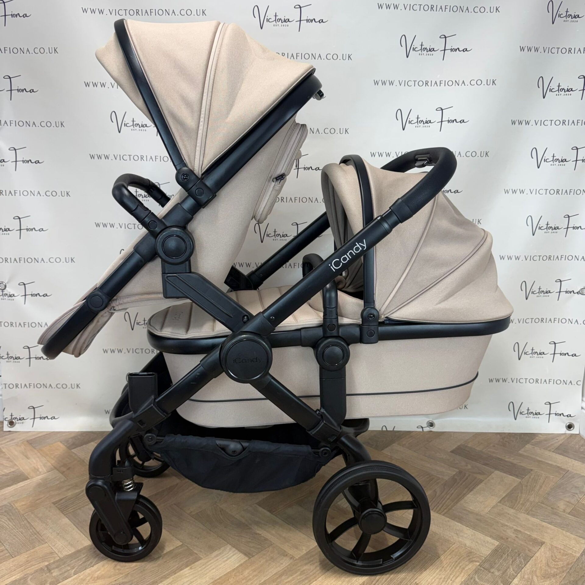 PRELOVED iCandy Peach 7 Tandem Double Pushchair with accessories - Cookie - Image 6