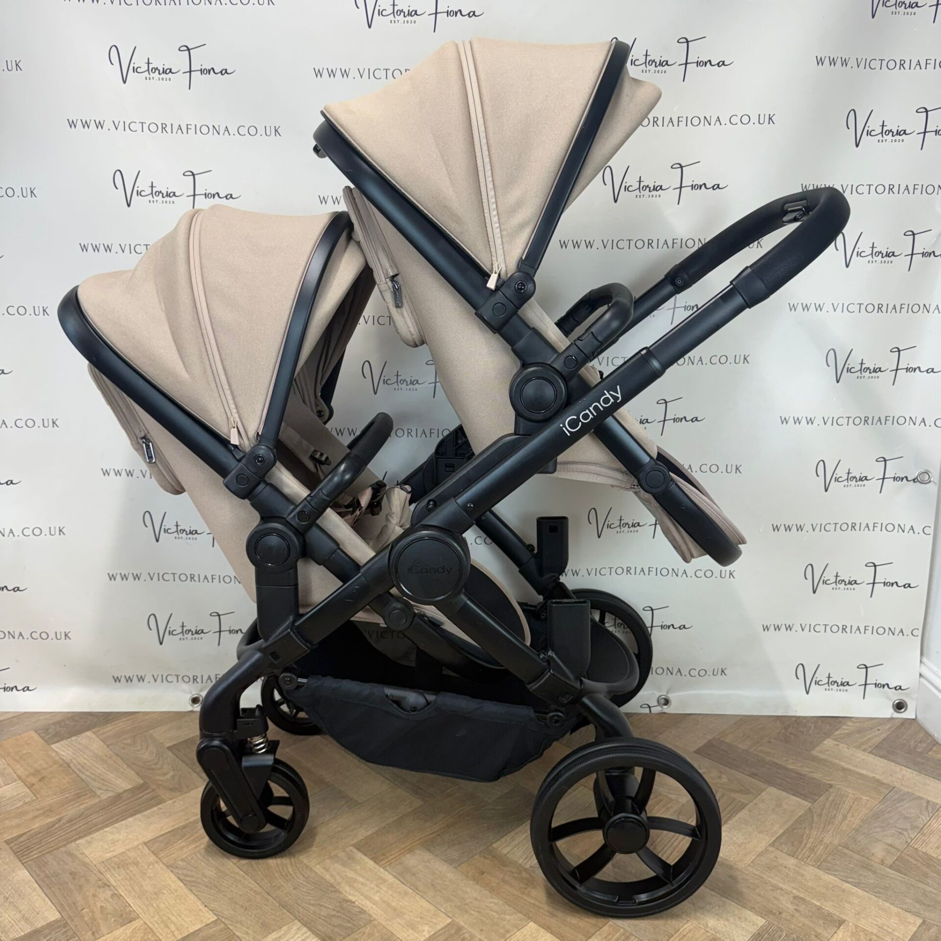 PRELOVED iCandy Peach 7 Tandem Double Pushchair with accessories - Cookie - Image 7