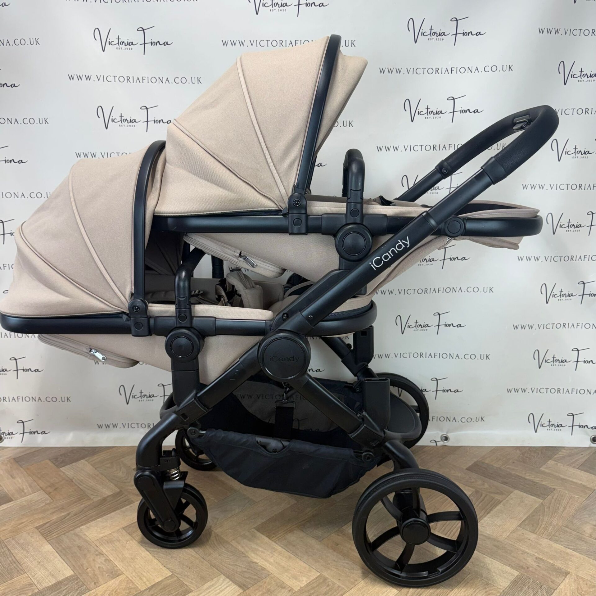 PRELOVED iCandy Peach 7 Tandem Double Pushchair with accessories - Cookie - Image 9