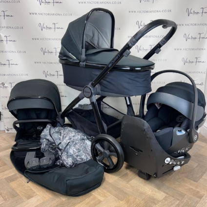 PRELOVED Babystyle Oyster 3 Carrycot & Pushchair with Cybex 360 Spin Car Seat & Isofix - Pixel