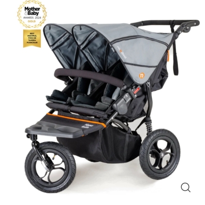 NEW Out n About Nipper V5 Double Stroller Pushchair - Rocksalt Grey RRP£685