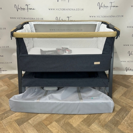 PRELOVED Tutti Bambini CoZee Bedside Crib Cot - Dark Grey Natural