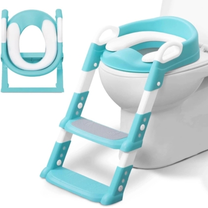 NEW KIDOOLA Adjustable Potty Ladder Seat for Toilet Training with Steps - TEAL BLUE