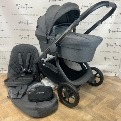 PRELOVED iCandy Orange Carrycot & Pushchair - Dark Grey Marl