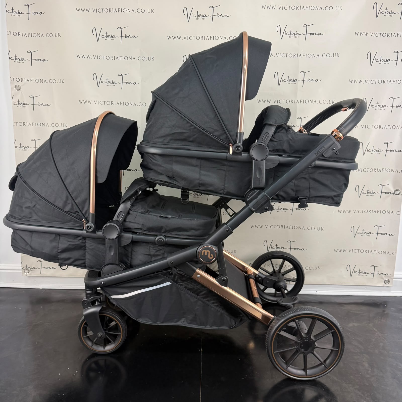 PRELOVED My Babiie MB33 Twin Tandem Double Pushchair - Black RRP£400 - Image 2