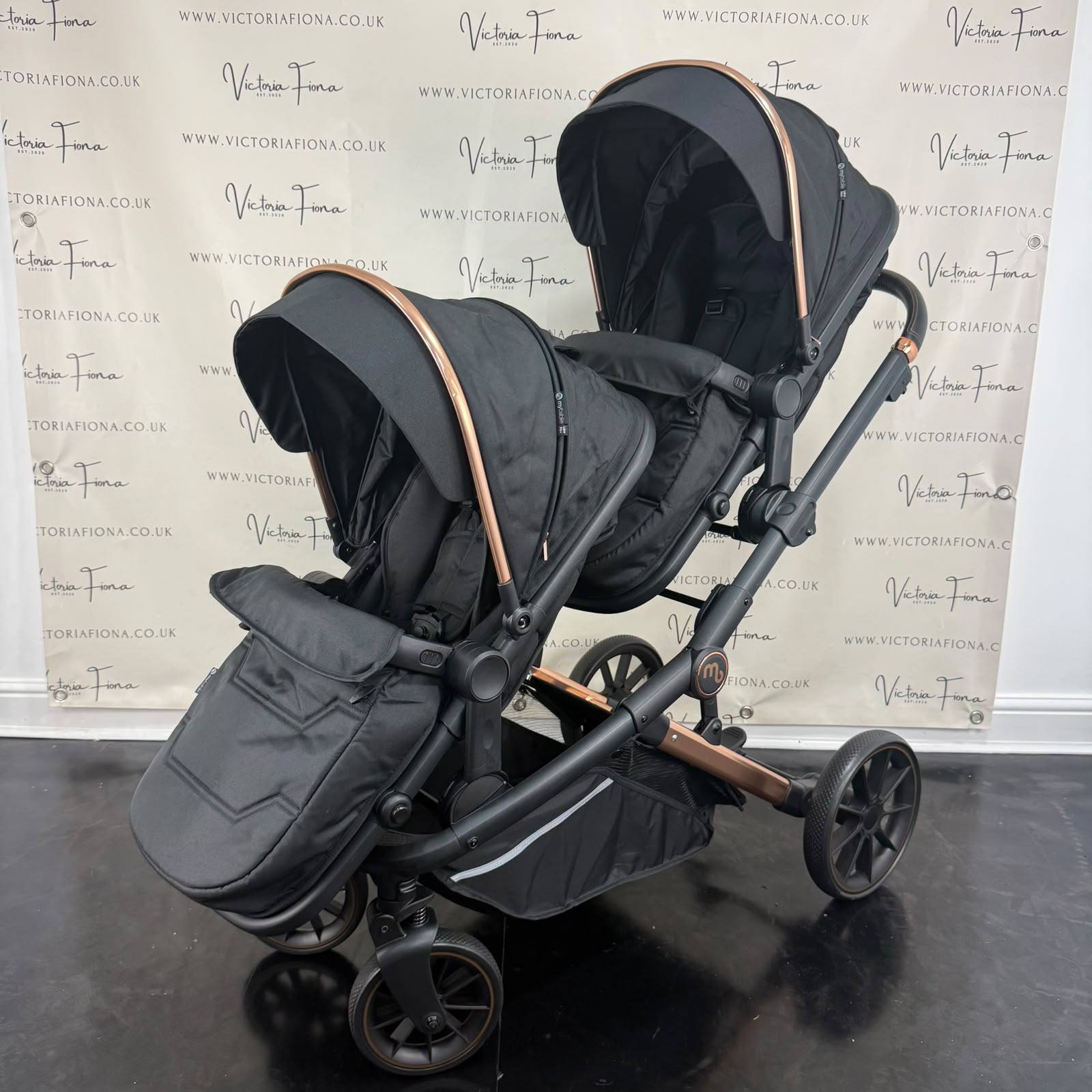 PRELOVED My Babiie MB33 Twin Tandem Double Pushchair - Black RRP£400 - Image 4