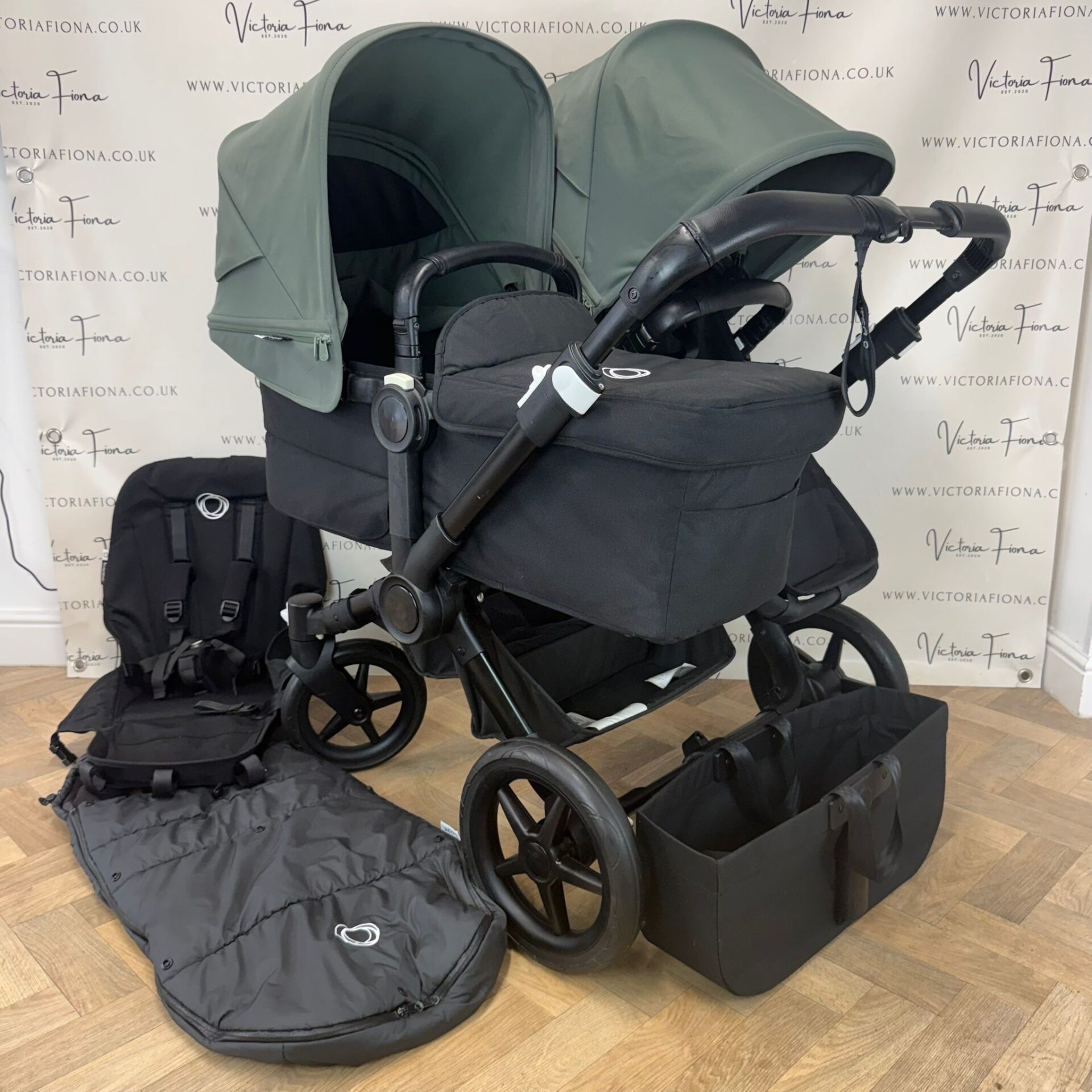 PRELOVED Bugaboo Donkey 5 DUO Double Pushchair - Forest Green with Black Chassis