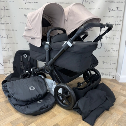 PRELOVED Bugaboo Donkey 5 DUO Double Pushchair - Desert Taupe and Black with Black Chassis