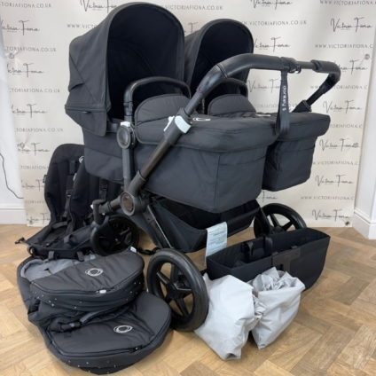 PRELOVED Bugaboo Donkey 5 TWIN Double Pushchair - Black with Black Chassis