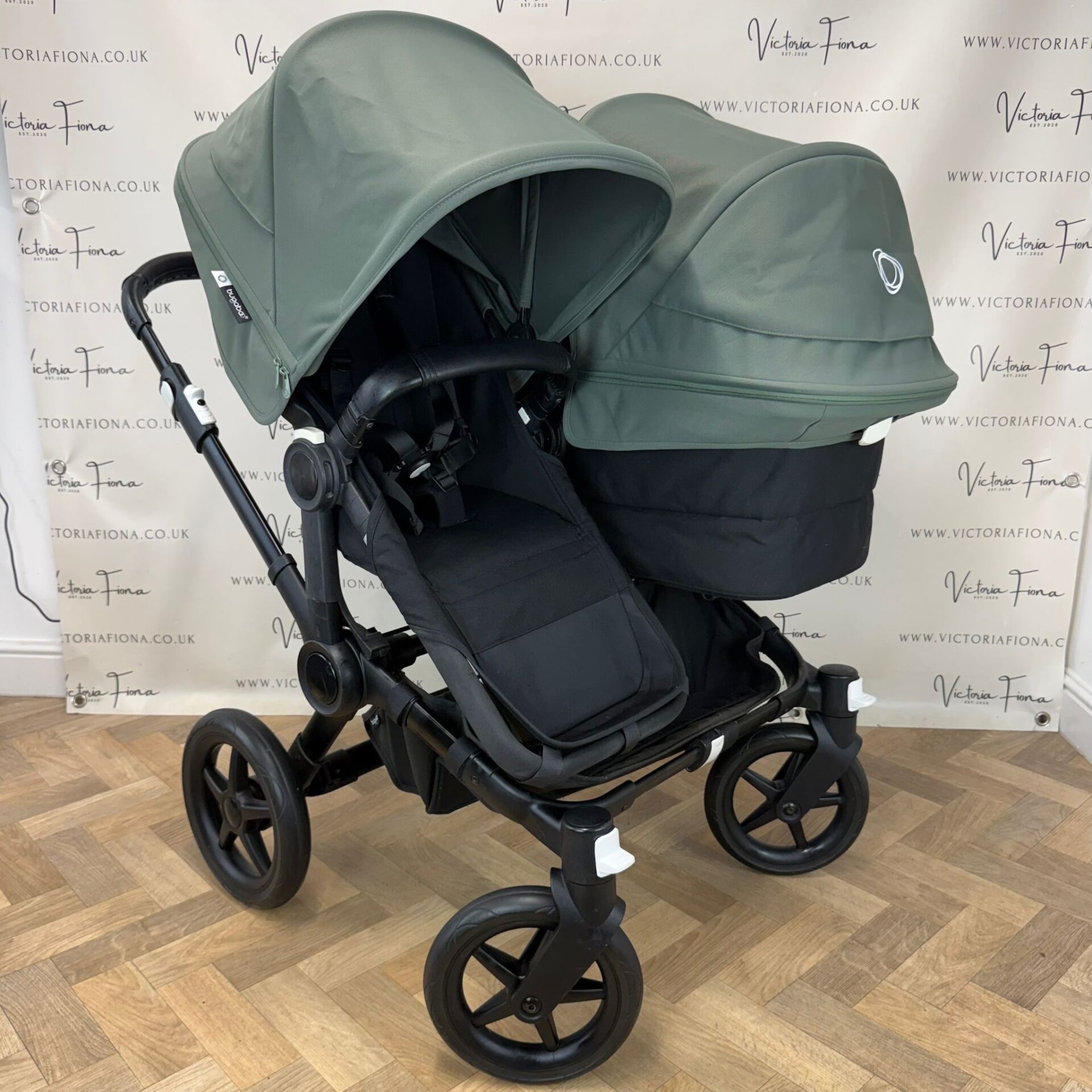 PRELOVED Bugaboo Donkey 5 DUO Double Pushchair - Forest Green with Black Chassis - Image 4