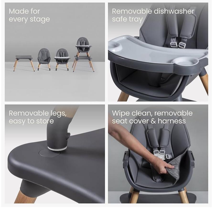 NEW Silver Cross Eat n Play 4in1 Highchair - Grey - Image 2