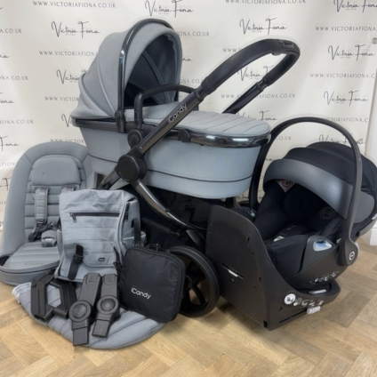 PRELOVED iCandy Peach 7 Carrycot & Pushchair with Cybex Cloud Z & Isofix - LIGHT GREY