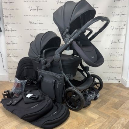 PRELOVED iCandy Orange 4 Carrycot & DOUBLE Pushchair - All Black