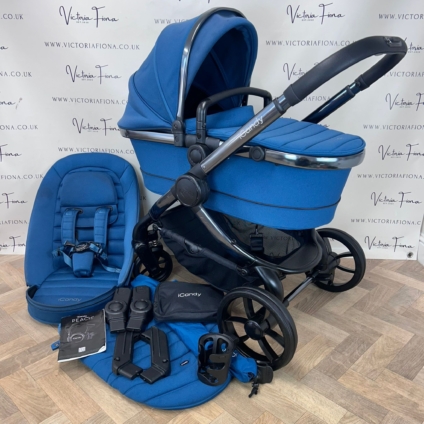 PRELOVED iCandy Peach 7 Pushchair and Carrycot - Cobalt Blue
