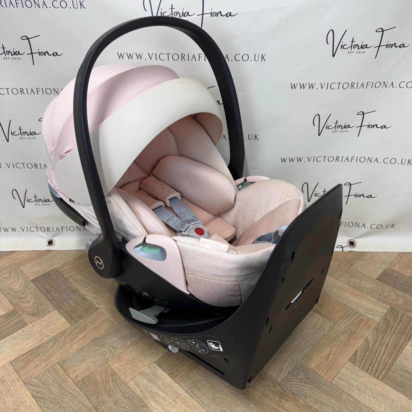 PRELOVED Cybex Cloud T Lie Flat Rotating Car Seat & T Isofix Base - Baby Peach Pink - Image 2