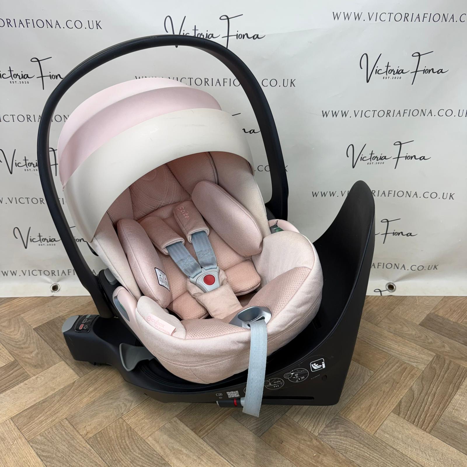 PRELOVED Cybex Cloud T Lie Flat Rotating Car Seat & T Isofix Base - Baby Peach Pink - Image 3
