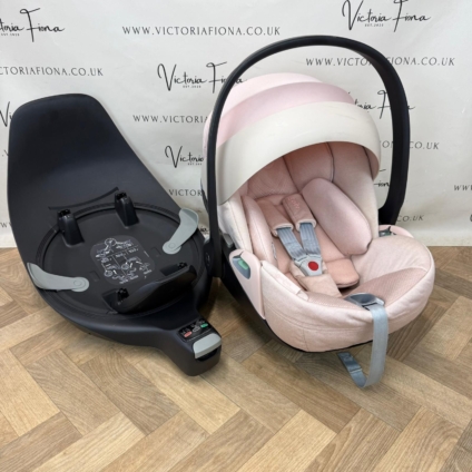 PRELOVED Cybex Cloud T Lie Flat Rotating Car Seat & T Isofix Base - Baby Peach Pink