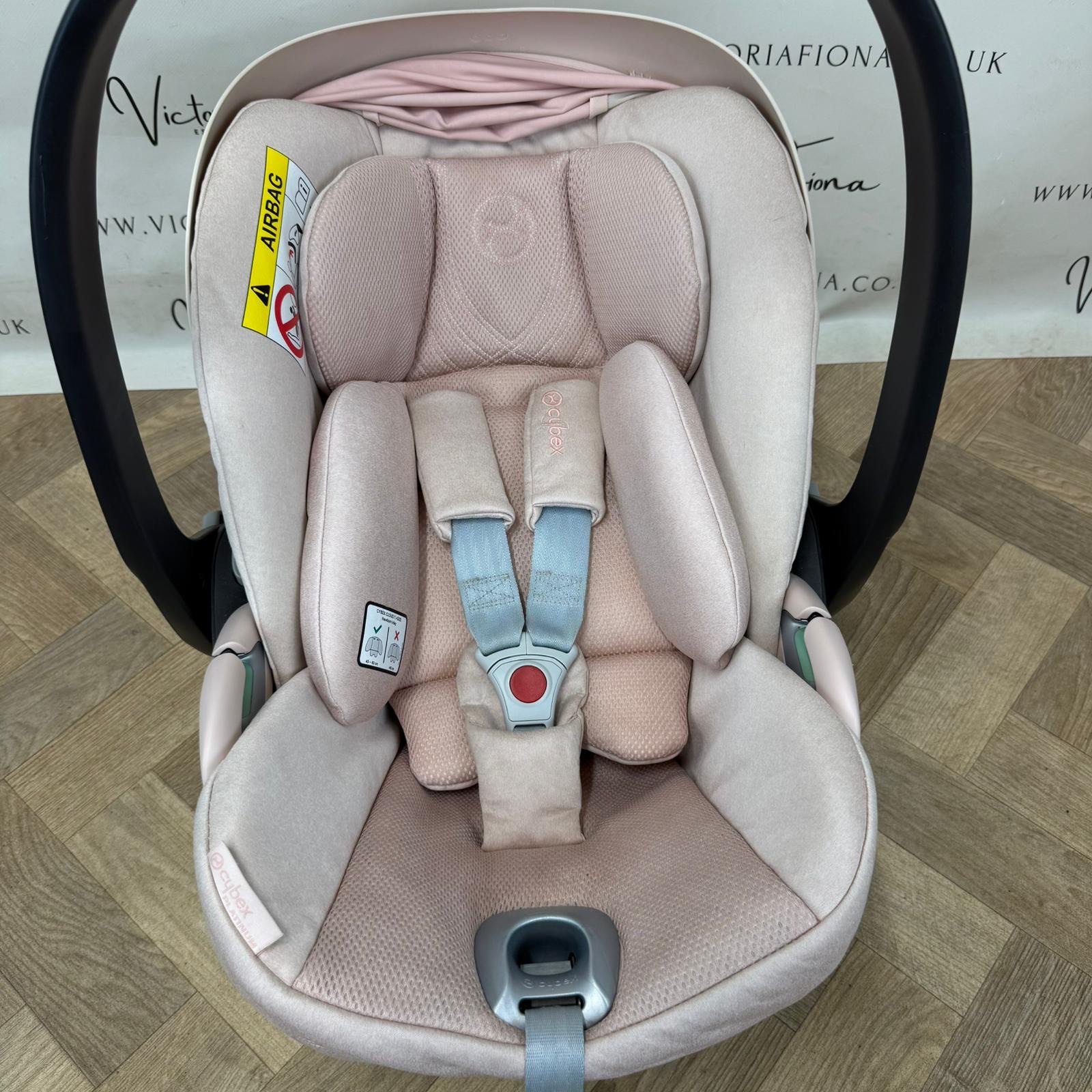 PRELOVED Cybex Cloud T Lie Flat Rotating Car Seat & T Isofix Base - Baby Peach Pink - Image 4