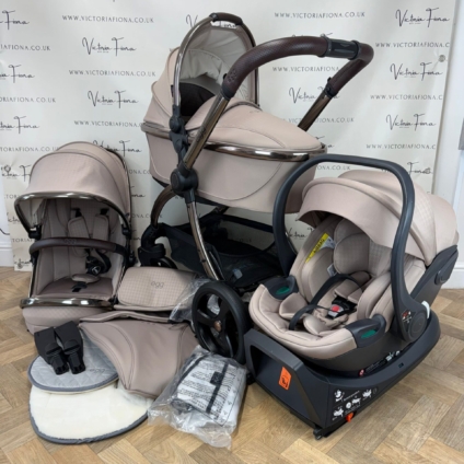 PRELOVED Egg 3 Pushchair, Carrycot & Car Seat - Houndstooth Almond