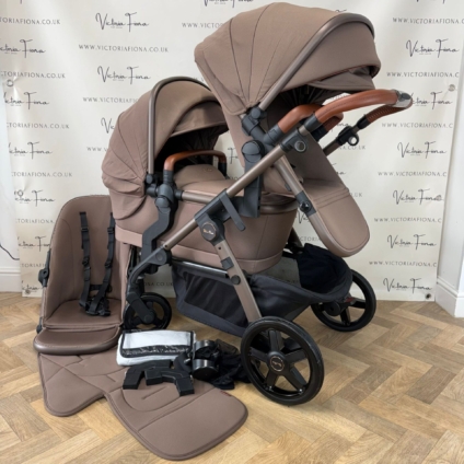 PRELOVED Silver Cross Wave Double Pushchair & Carrycot - Caramel