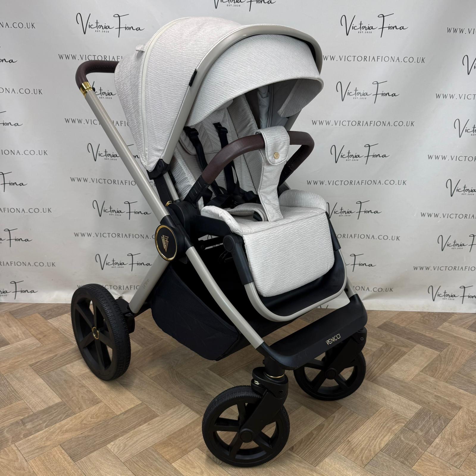 PRELOVED Venicci Tinum Upline Carrycot & Pushchair - Stone - Image 9
