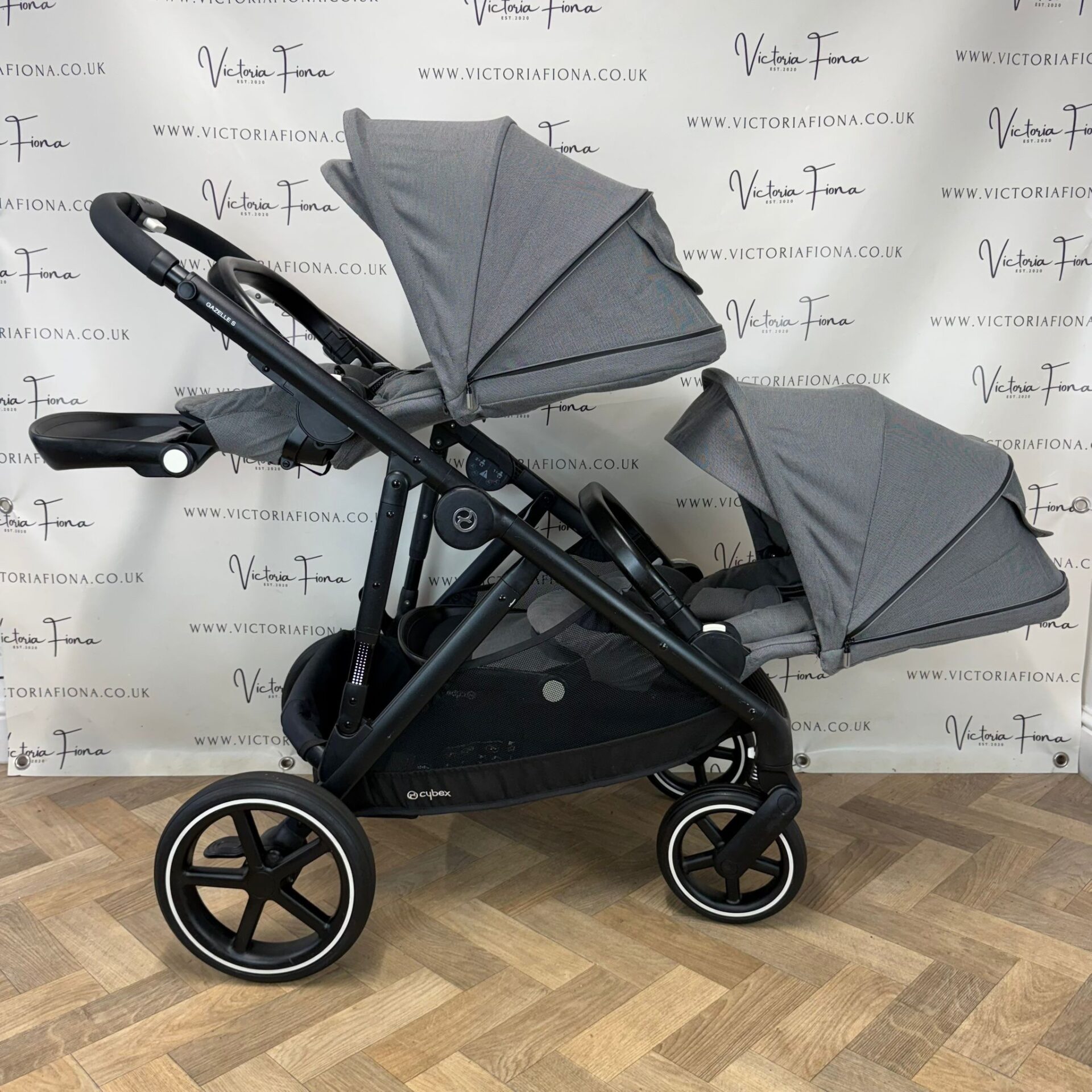 PRELOVED Cybex Gazelle S Duo Tandem Double Pushchair - Grey - Image 3