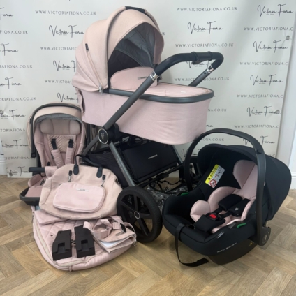 PRELOVED Venicci Tinum Upline Carrycot & Pushchair with Avionaut Car Seat - Misty Rose Pink