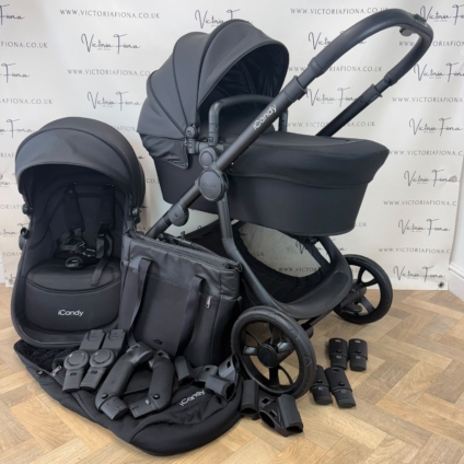 PRELOVED iCandy Orange 4 Carrycot & Pushchair - All Black