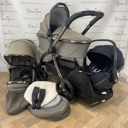 PRELOVED Egg 2 Pushchair & Carrycot with Maxi Cosi Pebble 360 Pro & Slide 360 Isofix - Mink
