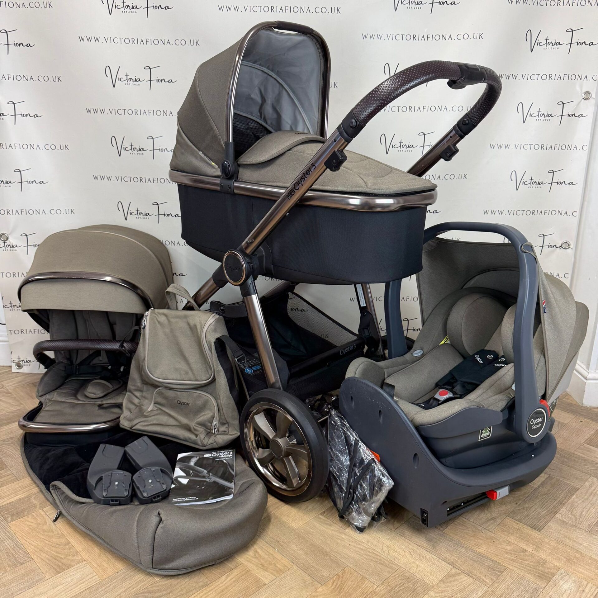 PRELOVED Babystyle Oyster 3 Pushchair & Carrycot with Car Seat & Isofix - Mink π€