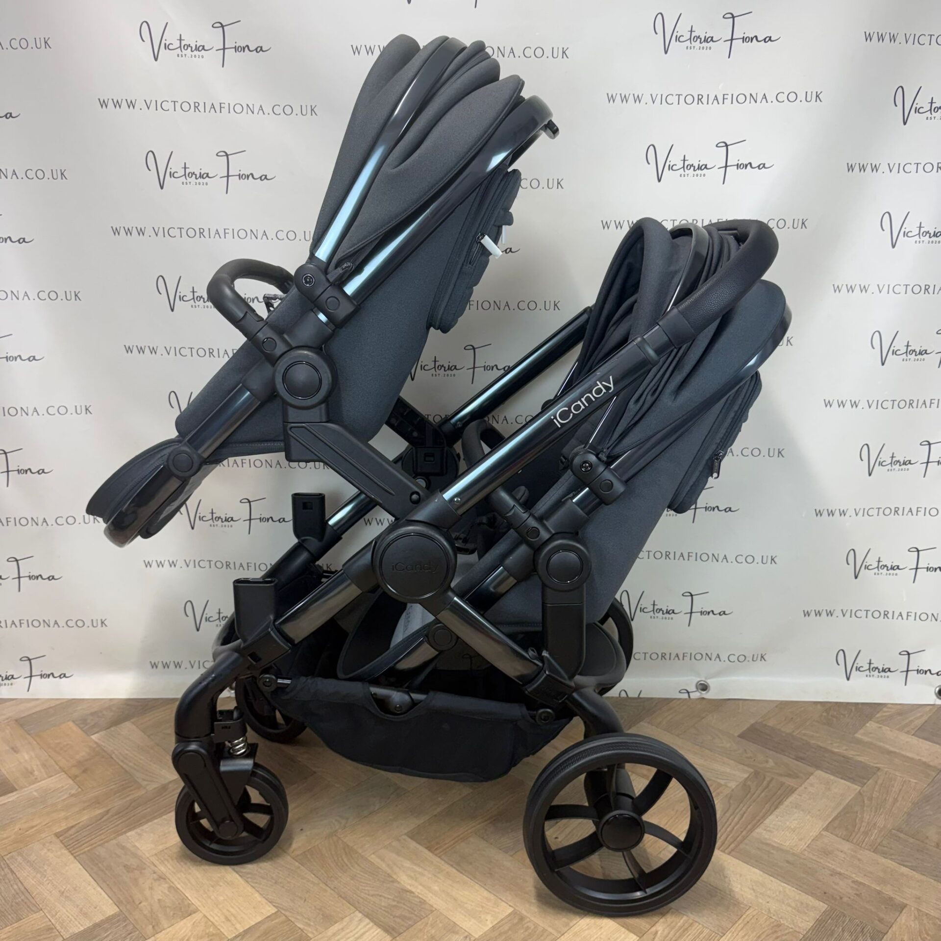 PRELOVED iCandy Peach 7 Tandem Double Pushchair with accessories - Truffle Grey - Image 5