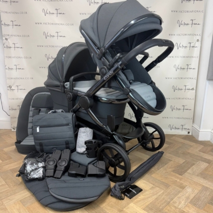 PRELOVED iCandy Peach 7 Tandem Double Pushchair with accessories - Truffle Grey