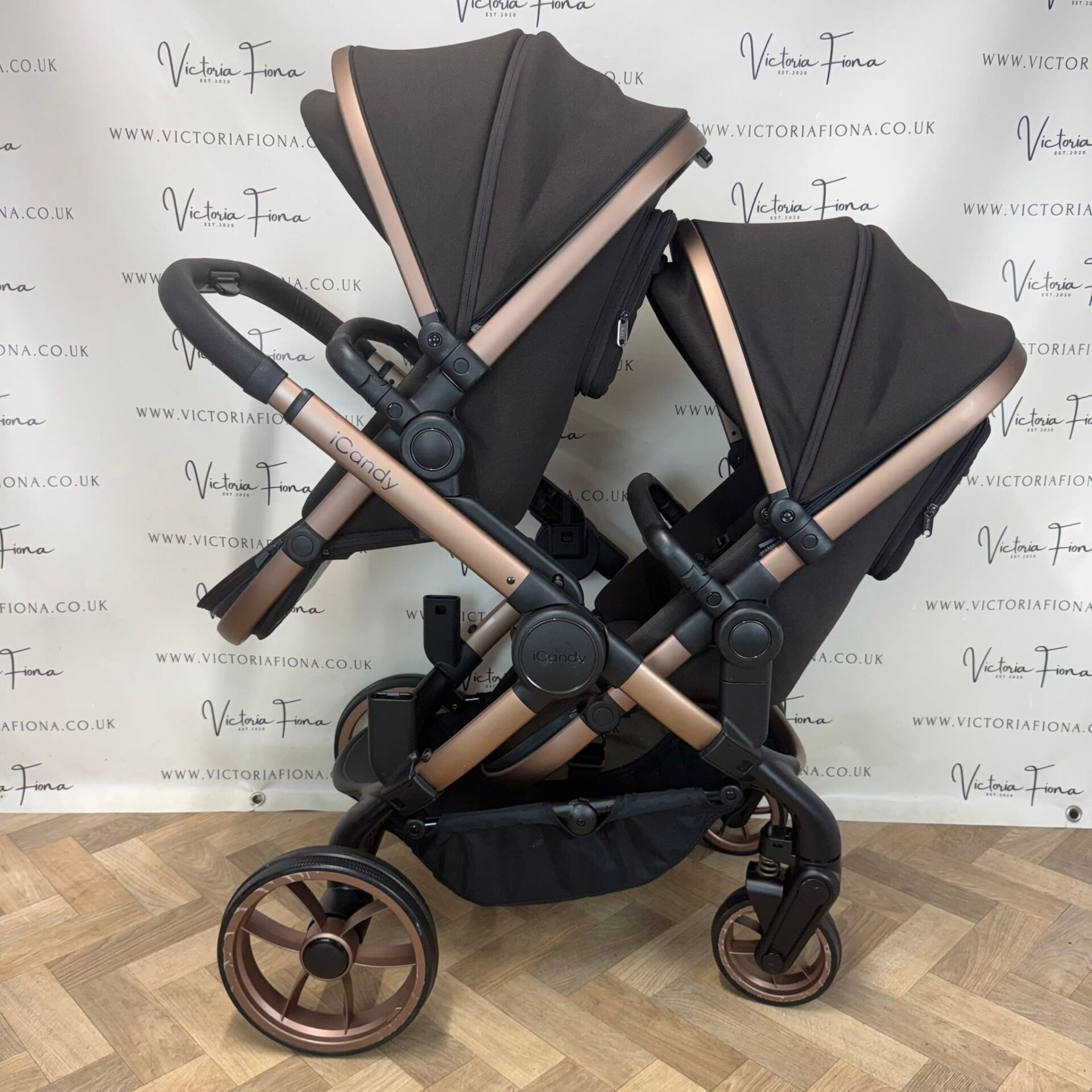 PRELOVED iCandy Peach 7 Tandem Double Pushchair with accessories - Pecan - Image 4