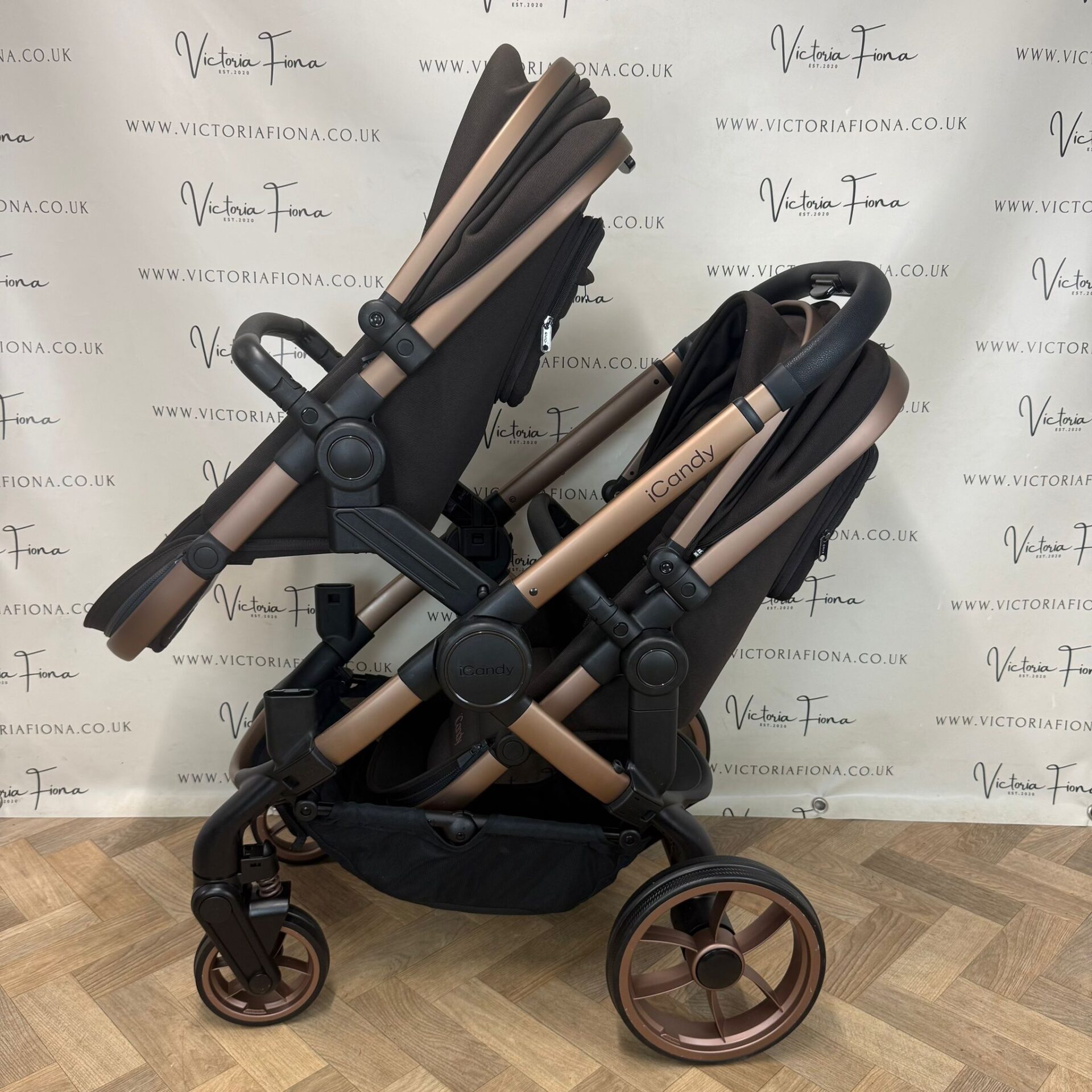 PRELOVED iCandy Peach 7 Tandem Double Pushchair with accessories - Pecan - Image 6