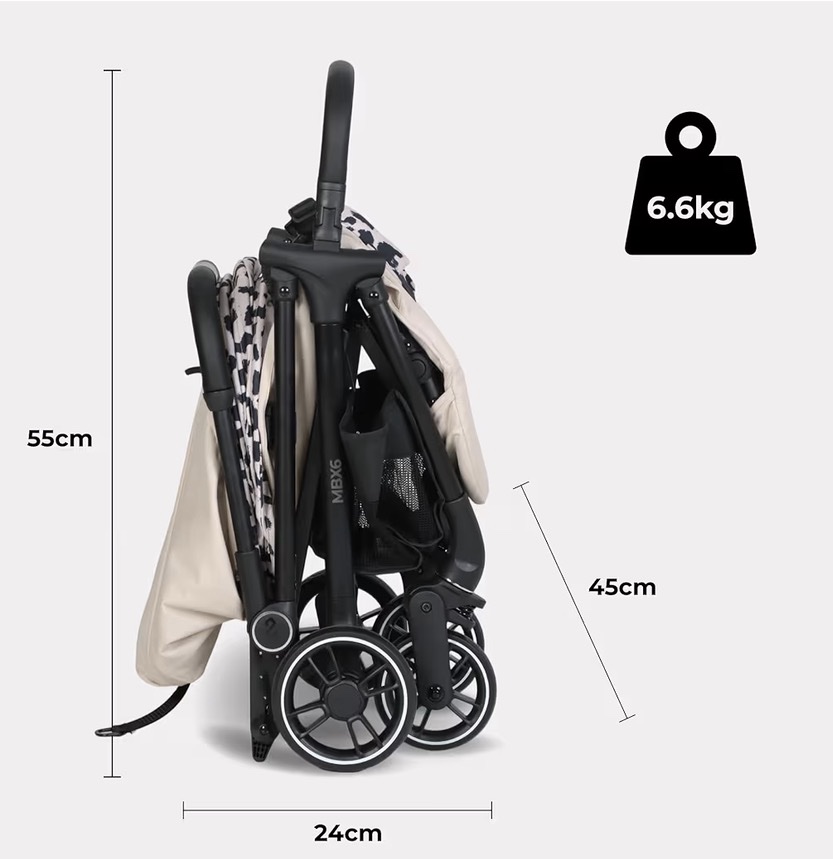 NEW My Babiie MBX6 Auto-Fold Compact CABIN APPROVED Stroller - Fawn Leopard - Image 2