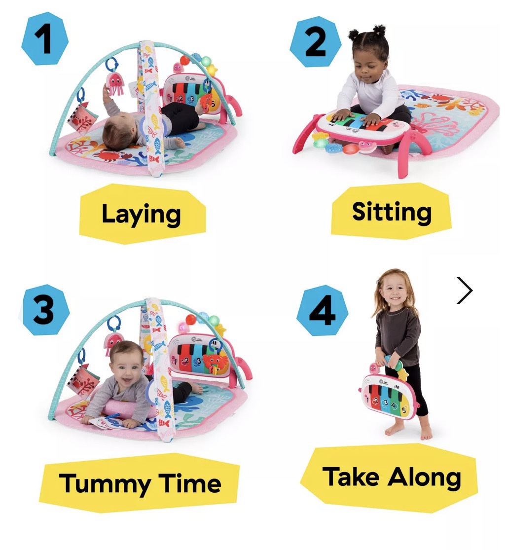 NEW Baby Einstein 4-in-1 Kickin' Tunes Music and Language Discovery Activity Gym Play Mat - Jellyfish Jamboree - Image 2