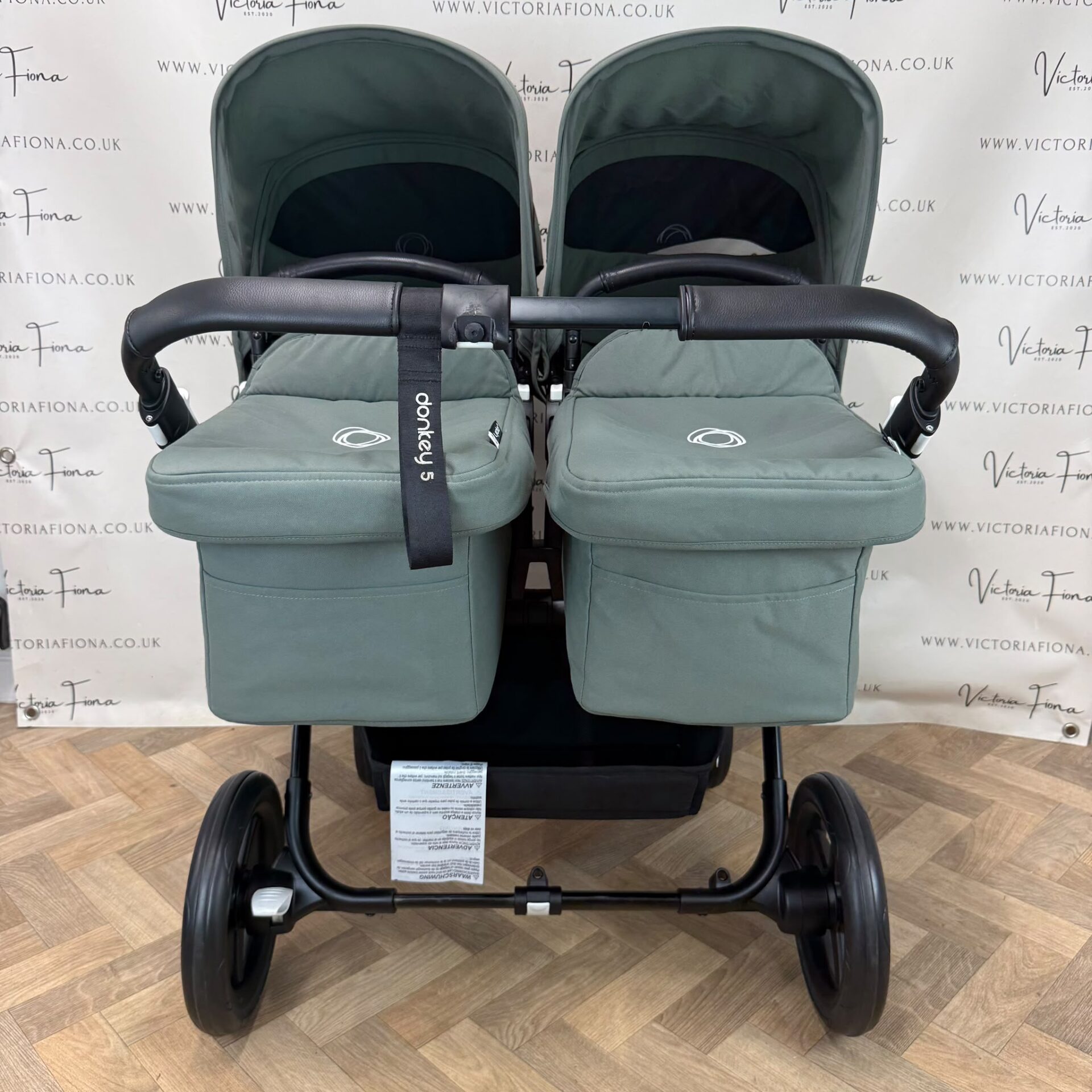 PRELOVED Bugaboo Donkey 5 TWIN Double Pushchair - Forest Green with Black Chassis - Image 4