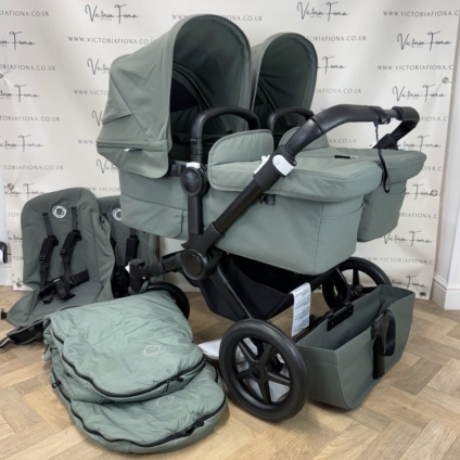 PRELOVED Bugaboo Donkey 5 TWIN Double Pushchair - Forest Green with Black Chassis