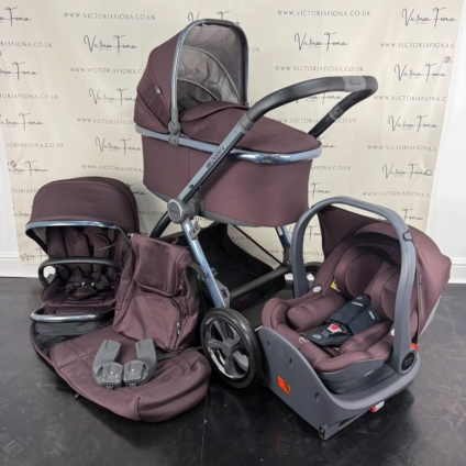 PRELOVED Babystyle Oyster 4 Pushchair & Carrycot with Car Seat & Isofix - Mulberry